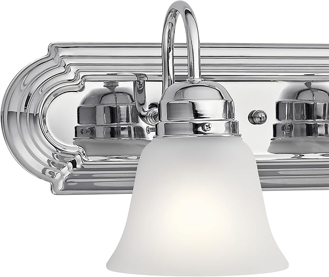 Kichler 5-Light Bathroom Vanity Light, Tannery Bronze | Traditional vanity light with satin etched glass for bathroom mirrors (36" x 8" x 8"), 5339CHS