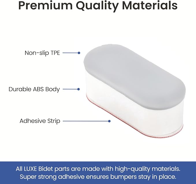 LUXE Bidet Universal Non-Slip Toilet Seat Bumpers, 4 Piece | Strong Adhesive