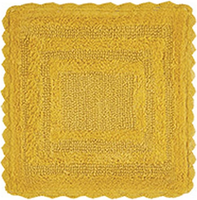 Better Trends Lilly Crochet 20x32 Oval Bath Rugs & Reversible Bath Rugs, Bath mats for Bathroom, Luxurious 100% Cotton Bath Rug & Water Absorbent Bathroom Mat- Yellow Bath Matt