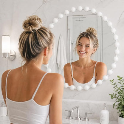 Madison Park 27 inch White Round Mirror, Round Mirrors for Wall Decor, Metal Frame Circle Mirrors for Bathroom, Living Room, Circle Wall Metal Art Mirror