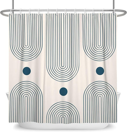Mid Century Modern Shower Curtain Abstract Minimalist Arch Sun Lines Geometric Aesthetic Bath Curtain Boho Bathtub Decorations Waterproof Fabric Bathroom Curtain with Hooks 60x72 inch