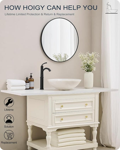 Tall Bathroom Faucet Single Hole, Brass Vessel Sink Faucet Black with 1 Handle, Arched Aerator Spout, Pop Up Drain & Pre-Installed cUPC Water Hoses for Modern Style Bowl Sink, 5 Mins Install