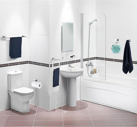 5 Pieces Bathroom Hardware Accessories Set Polished Chrome, 16Inch Bathroom Towel Rack Set SUS304 Stainless Steel, Square Bath Towel bar Set Heavy Duty, Wall Mounted