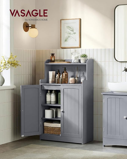 VASAGLE Bathroom Storage Cabinet, Bathroom Floor Cabinet with 2 Doors, 2 Adjustable Shelves, 11.8 x 23.6 x 39.4 Inches, Freestanding, for Dining Room, Kitchen, Living Room, Dove Gray BBC770GD01S