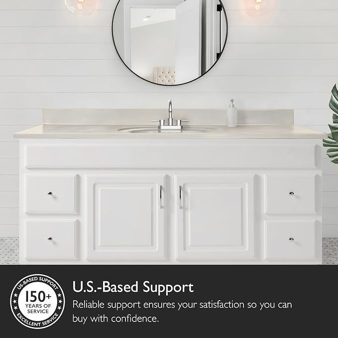 Design House Single Sink Vanity Top, 61", Ivory | With Backsplash, , Countertop, Classic, Cultured Marble, Bath, 597419