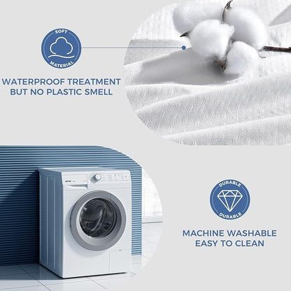 downluxe Waterproof Fabric Shower Curtain Liner, Soft Cloth Shower Liner with Magnets, Machine Washable & Hotel Quality Bathroom Curtain, 60" W x 72" L, Waffle White