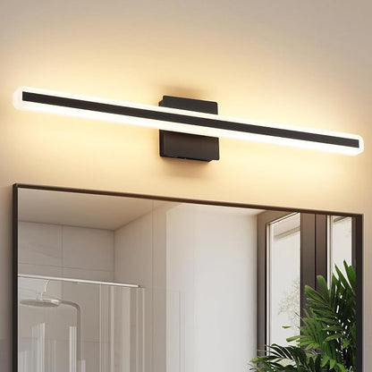 31.5 Inch 5 Color Adjustable Vanity Lights Over Mirror Vanity Lighting Fixtures for Bath Matt Black Bathroom Light Fixtures Over Mirror Black Led Modern Light Bar 5CCT