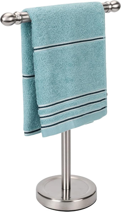 Hand Towel Holder, T-Shape Hand Towel Stand for Bathroom, Stand Hand Towel Rack Free-Standing Towel Bar for Bathroom Kitchen Countertop, Stainless Steel (Brushed Nickel)