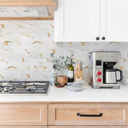 STICKGOO 10-Sheet Peel and Stick Backsplash, Calacatta Golden | Marble Look Kitchen Backsplash Wall Tiles, Peel and Stick Wall Panels for Bathroom, Fireplace, RV