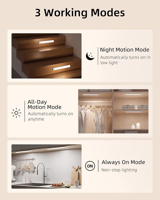 EZVALO 13inch Under Cabinet Lighting with Charging Station, 3200mAh Rechargeable Wireless Motion Sensor Lights, 96 LEDs, 3 Color Temps, Dimmable, Timer, Magnetic, with Remote for Kitchen (3 Pack)