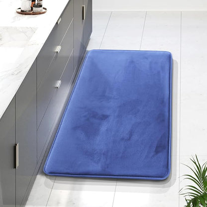 Clara Clark Bathroom Rugs, Velvet Memory Foam Bath Mat, Non-Slip Bath Rugs, Machine Wash, Dries Quickly, Ultra Soft Plush Bath Mats for Bathroom, 24 x 36, Calm Blue