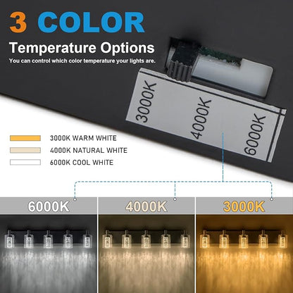 SineRise Vanity Light with 3 Color Modes (3000K/4000K/6000K), Eye Protection LED Bathroom Light Fixture, Dimmable Modern Wall Light Over Mirror with Clear Glass Shade (Black, 5-Light)