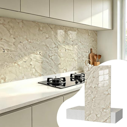 20 Pack 11.8"x23.6" Peel and Stick Backsplash Wall Panels, Self Adhesive Waterproof Back Splash Marble Tiles for Kitchen Bathroom, TV Walls, Living Room, Champagne Gold (Not Real Tiles)