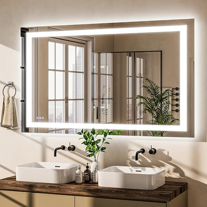 VooBang Bathroom Mirror with Lights 36 x 55 inches - 3 Adjustable Lighting Modes LED Bathroom Vanity Mirror, Anti-Fog, Memory Function, Tempered Glass, Wall Mounted Horizontally Vertically