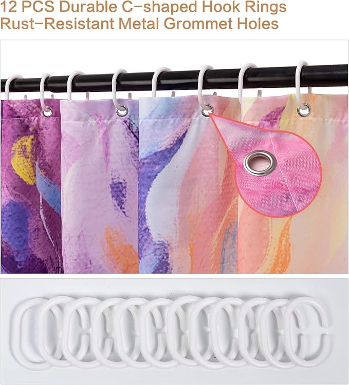 Oil Painting Tree Shower Curtain, Colored Seasons Tree Shower Curtain for Bathroom with 12 Hooks Polyester Fabric Washable Shower Curtain Set Home Office Farmhouse Decor Bath Curtain | 72x72 inch Shower Curtains for Bathroom Polyester Fabric Waterproof...