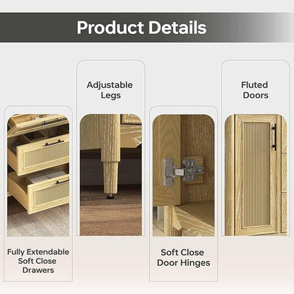 48 Inch Bathroom Vanity with Sink, Solid Wood Frame Single Sink Bathroom Vanity with Quartz Countertop, Bathroom Storage Cabinet with Soft Closing Doors & Dovetail Drawers, Light Oak
