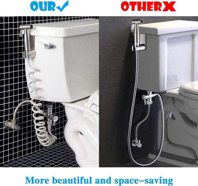 Handheld Bidet Sprayer Toilet Kit - Water Tank Hook and 59in ABS Flexible Telescopic Shower Hose