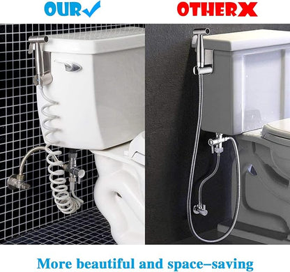 Handheld Bidet Sprayer Toilet Kit - Water Tank Hook and 59in ABS Flexible Telescopic Shower Hose