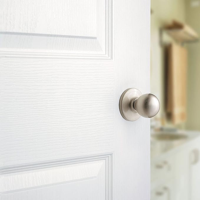 Kwikset Polo Interior Passage Door Knob, Handle For Closet and Hallway Doors, Non-Locking Doorknob in Satin Nickel, with Microban Protection