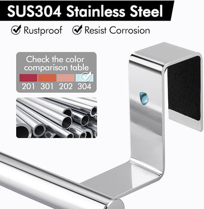 KES Over The Cabinet Door Towel Rack, 2 Pack, Polished Steel | Fit Cabinet Doors Under 1" Thick, EVA Pads, Kitchen Towel Bar Rack, Dish Towel Holder, SUS304 Stainless Steel