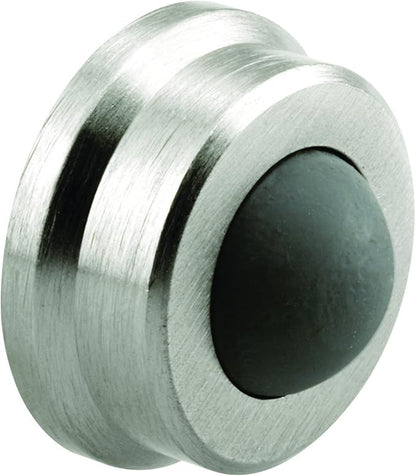 Prime-Line J 4647 1 In., Cast Brass, Brushed Chrome, Wall Stop with Convex Bumper (Single Pack)