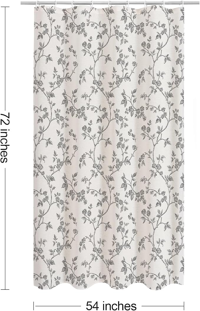 MitoVilla Small Stall Cotton Floral Shower Curtain for Bathroom,54 x 72 | Narrow BoHo Cottagecore Spring Shower Curtains, Modern Farmhouse Country Plant Leaves Bathroom Décor, 54 x 72
