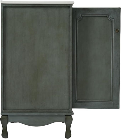 Merax 30" Vintage Bathroom Vanity with Sink, Bathroom Storage Vanity Cabinet with 2 Doors & Rubber Wood Legs & Adjustable Shelves & Antique Handles, Soft-Close Hinges, Antique Blue
