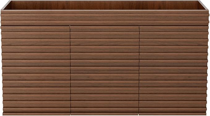 ROOMTEC 48" Bathroom Vanity, Mid-Century Wall Mounted Floating Cabinet with 2 Closing Doors, Wood Grain Texture, Walnut (Sink Basin Not Included)