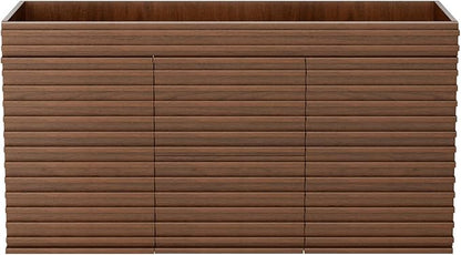 ROOMTEC 48" Bathroom Vanity, Mid-Century Wall Mounted Floating Cabinet with 2 Closing Doors, Wood Grain Texture, Walnut (Sink Basin Not Included)