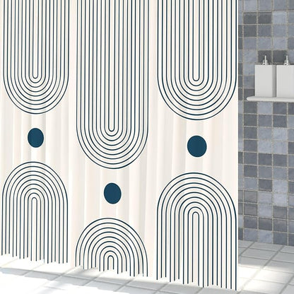 Mid Century Modern Shower Curtain Abstract Minimalist Arch Sun Lines Geometric Aesthetic Bath Curtain Boho Bathtub Decorations Waterproof Fabric Bathroom Curtain with Hooks 60x72 inch