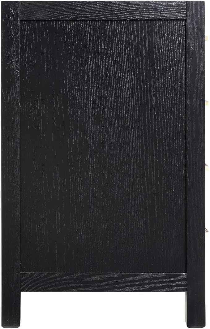 ARIEL Cambridge 66-inch Bathroom Vanity Base Cabinet,Solid Wood, 2 Soft Closing Doors, 9 Dovetail Drawers, Black Oak