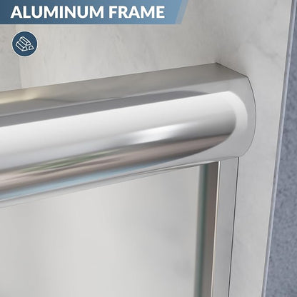 SUNNY SHOWER 60" W x 57.4" H Bathtub Shower Door 1/4" Frosted Glass Double Sliding Doors Tub Doors Chrome Finish