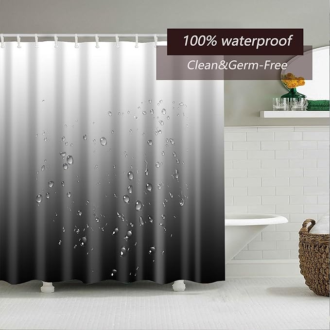 Shower Curtain Liner, Grey Lightweight Shower Curtain Liners, Plastic Shower Curtains, 72x72 inch PEVA Shower Liner with 12 Grommet Holes 3 Magnetic Weights