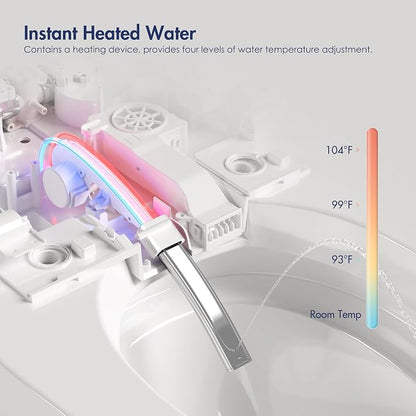 One Piece Smart Bidet Toilet, Wash & Dry, Foot Sensor Flush | Off Seat Auto Flush, Heated Seat, Instant Warm Water, Self Cleaning Wand, Adjustable Wash Settings, Pre Wet, Night Light