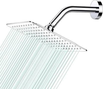 Square Rain Shower Head, High Flow Stainless Steel,Work with any decorative style，All Metal Rainfall Shower Head (Chrome, 8)
