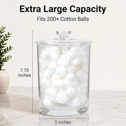 ForPro Clear Acrylic Apothecary Jar with Lid, 60 Oz Shatterproof Bathroom Vanity Organizer, Cotton Ball Holder, Qtip Storage Container Canister for Kitchen, Laundry, Office Decor, 7.75" x 5"