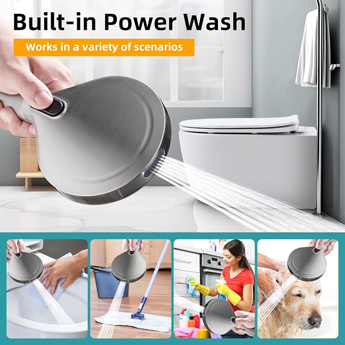 Filtered Shower Head with Handheld - High Pressure 9 Spray Modes Showerhead with 16-Stage Water Softener for Hard Water - Purifying Detachable Hand Held Shower Head, Brushed Nickel