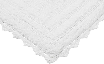Better Trends Lilly Crochet Collection 100% Cotton 3 Piece Set (17" x 24" | 20" x 20" | 21" x 34") Bath Rug Set in White