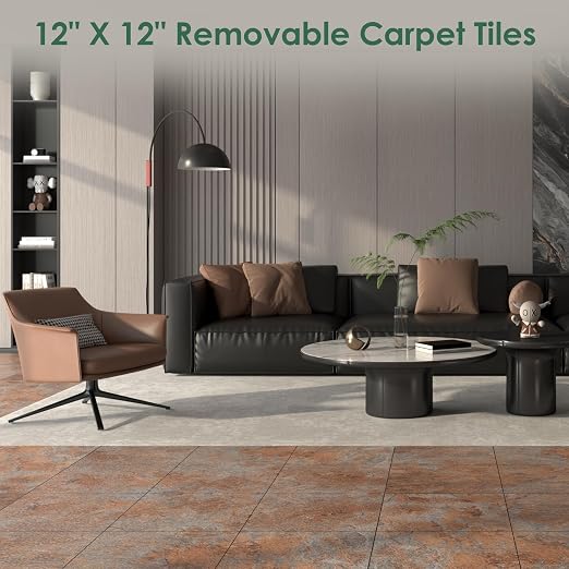 VallisCo 30-Piece Peel and Stick Floor Tiles, 12x12 Covers 30 Sq. Ft. Waterproof Vinyl Flooring, Renter-Friendly Self-Adhesive Floor Stickers for Kitchen, Bathroom, RV, Basement & Home DIY Red Brown