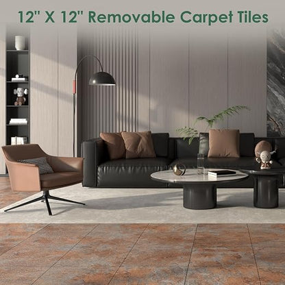 VallisCo 30-Piece Peel and Stick Floor Tiles, 12x12 Covers 30 Sq. Ft. Waterproof Vinyl Flooring, Renter-Friendly Self-Adhesive Floor Stickers for Kitchen, Bathroom, RV, Basement & Home DIY Red Brown