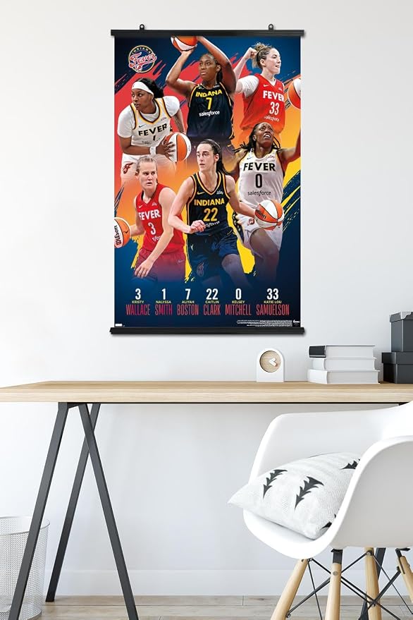 Trends International WNBA Indiana Fever -Team 24 Wall Poster, 34L x 22.4W, Premium Poster & Clip Bundle