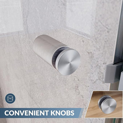 SUNNY SHOWER Bypass Sliding Shower Door Semi-Frameless Shower Enclosure 1/4"(6mm) Glass Sliding Bathroom Door, Brushed Nickel Finish, 48" W x 72" H