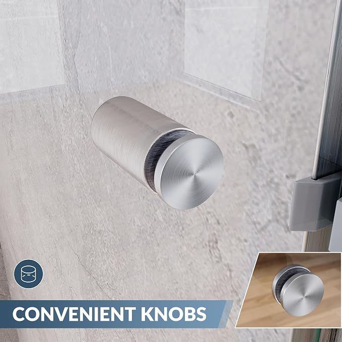 SUNNY SHOWER 60 in.W x 72 in.H Semi-Frameless Shower Door, DoubleSliding Glass Shower Door, 1/4" Clear Glass Shower Enclosure, Brushed Nickel Finish