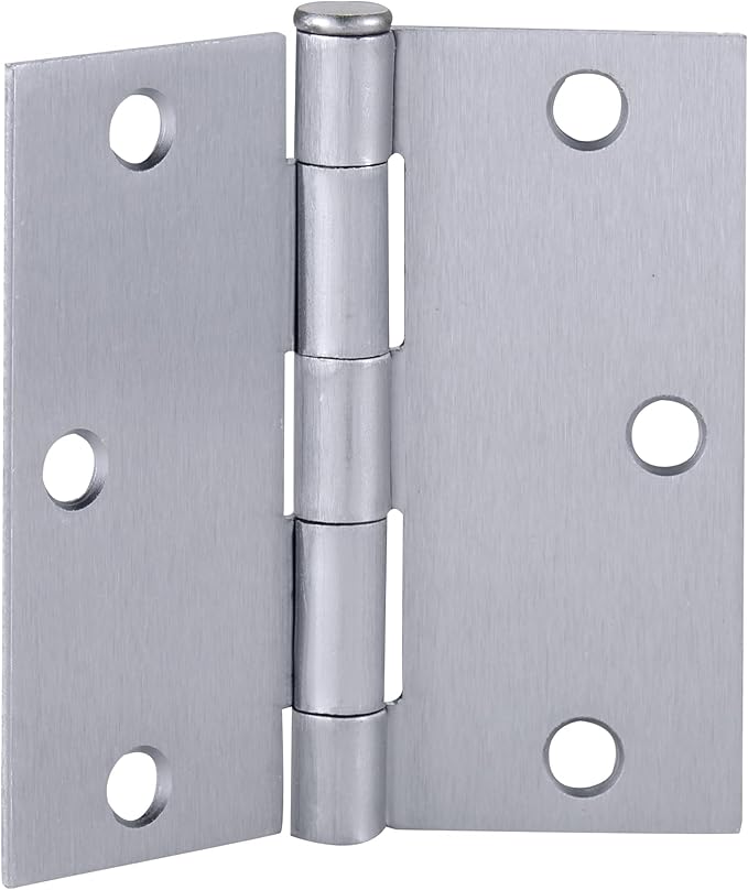 Design House 9-Pack Brushed Chrome Interior Door Hinges – 3.5-inch x 3.5-inch – Square Corner Radius Steel Door Hinge – Fits Standard Doors – Design House 185918