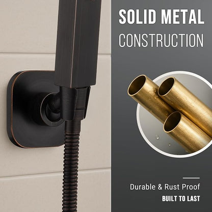 G-Promise Metal Handheld Shower Head Holder, No-Drill (Oil Rubbed Bronze) | Adhesive or Drilled Installation, Wide Adjustment Range Fits All Family Heights, Firmly Secure Showerhead, Easy to Install