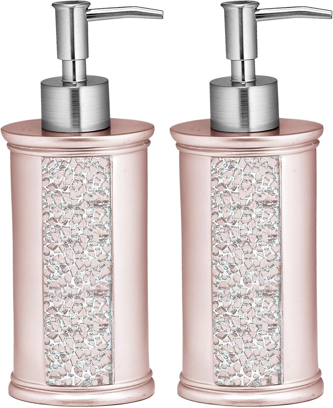 Popular Bath Sinatra Blush Soap Dispenser/Lotion Pump Classic Luxury Lotion Pump Contemporary Decor Blush Color for Bathroom with This Unique Design Stylish Decor Bling Mosaic (Pack of 2)