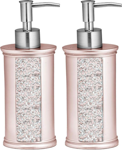 Popular Bath Sinatra Blush Soap Dispenser/Lotion Pump Classic Luxury Lotion Pump Contemporary Decor Blush Color for Bathroom with This Unique Design Stylish Decor Bling Mosaic (Pack of 2)