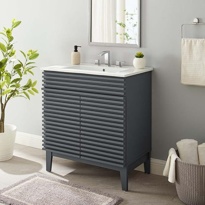 Modway Render 30" Bathroom Vanity with Sink in Gray White