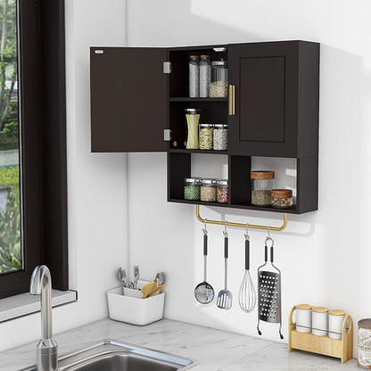 Wall Mounted Bathroom Storage Cabinet Medicine Cabinet with Adjustable Shelves & Towel Bar for Bathroom, Laundry Room, Bedroom, Enterway