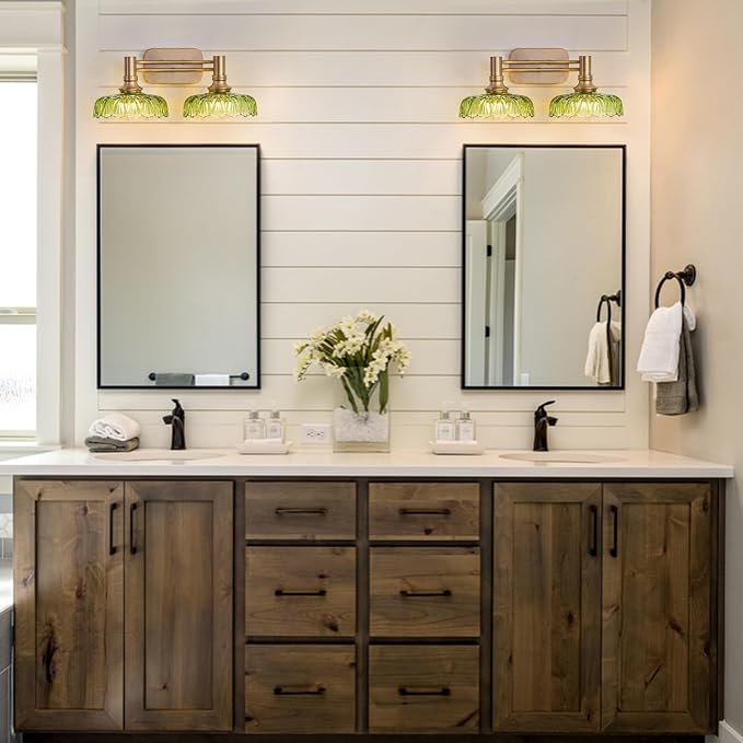 Vintage Green Vanity Lights 2-Light Bathroom Lighting Wall Sconces Over Mirror Picture Wall Light for Bedroom Hallway